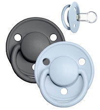 BIBS De Lux Sutter - 2-pak - Rund - Iron/Baby Blue BIBS De Lux Sutter - 2-pak - Rund - Iron/Baby Blue