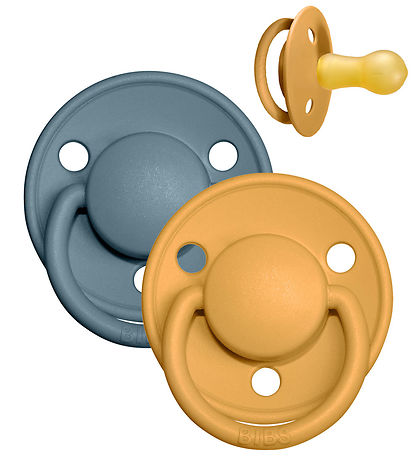 BIBS De Lux Pacifiers - Size 2 - 2-Pack - Round - Mustard/Petrol