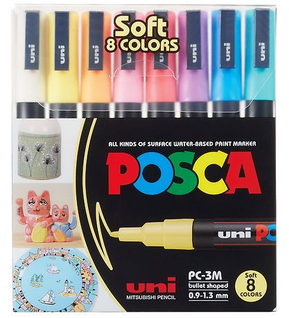 Posca Tuscher - PC-3M - 8 stk. - Afdæmpede Farver