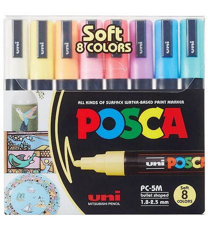 Posca Tuscher - PC-5M - 8 stk. - Afdæmpede Farver