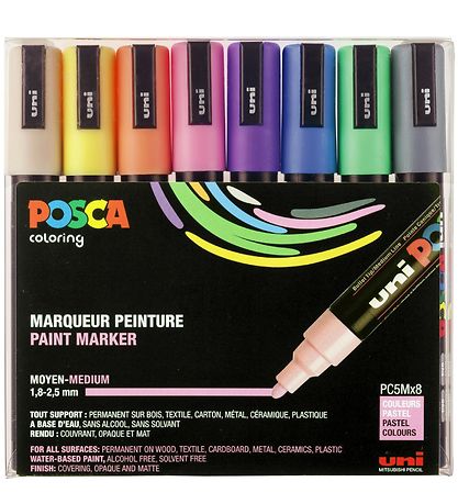 Posca Tuscher - PC-5M - 8 stk. - Pastelfarver Posca Tuscher - PC-5M - 8 stk. - Pastelfarver