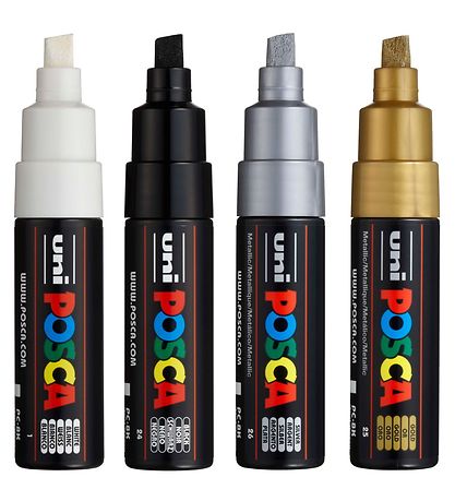 Posca Tuscher - PC-8K - 4 stk. - Sort/Hvid/Metallisk Posca Tuscher - PC-8K - 4 stk. - Sort/Hvid/Metallisk