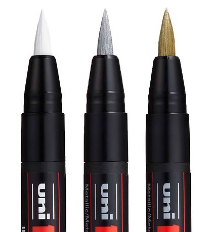 Posca Tuscher m. Penselspids - PCF-350 - 3 stk - Sølv/Guld/Hvid