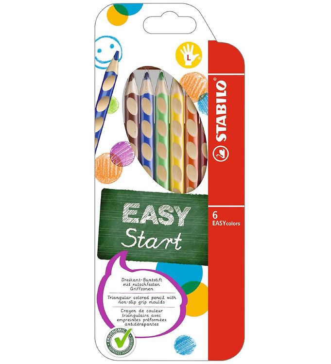 STABILO Farveblyanter EASYCOLOR L 6-STK ASS. til venstrehånds brug