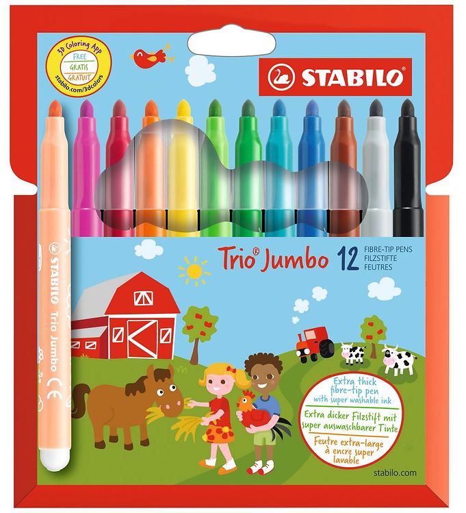 STABILO Trio Jumbo - Felt-tip pen - Set of 12 pieces
