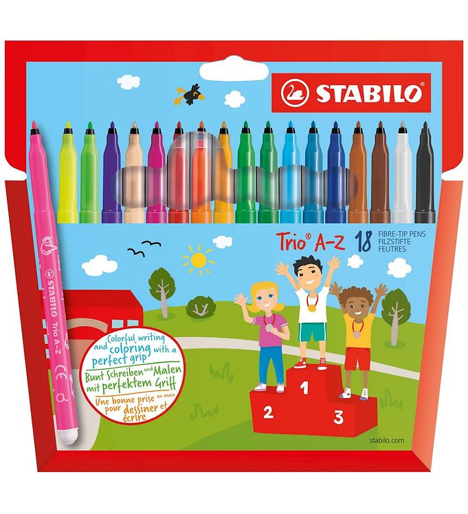 Stabilo Trio A-Z Børnetusch - med 18 farver - 1 mm streg (15 +3 fluo farver)