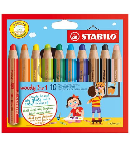 Stabilo Farveblyanter - Woody 3-i-1 - 10 stk. - Multifarvet