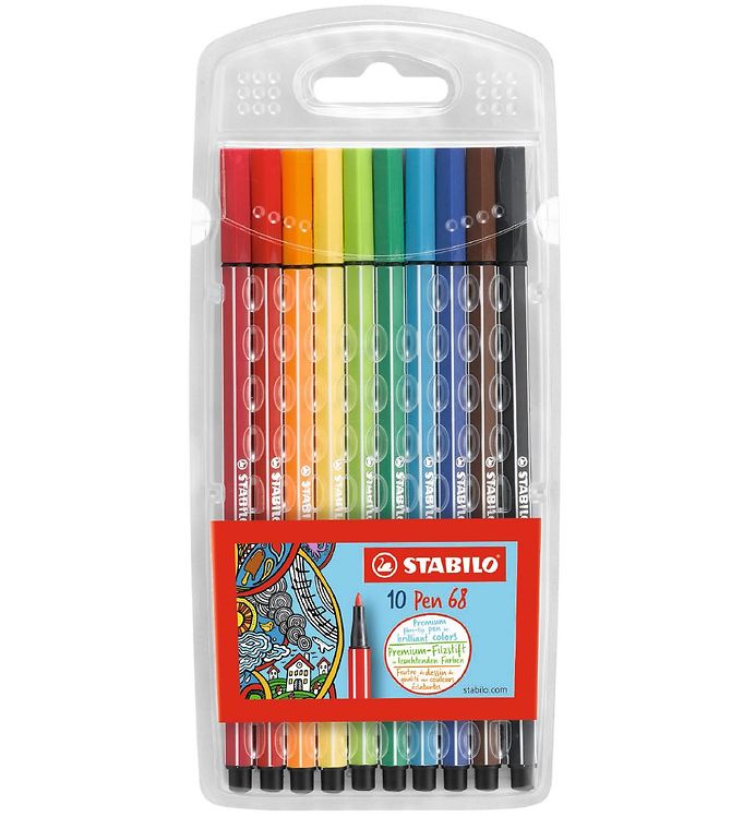 STABILO Pen 68, 10 farver, Flerfarvet, Projektilspids, 1 mm, Flerfarvet, Sekskantet