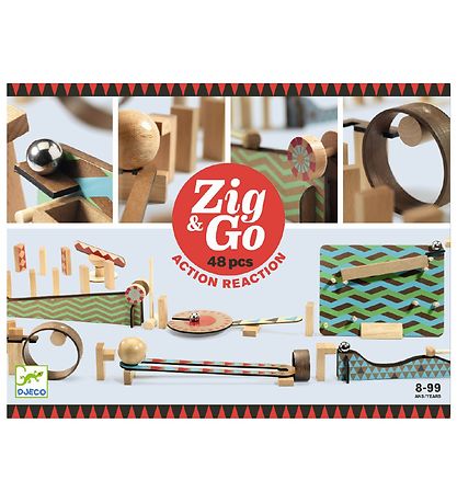 Djeco Ball Track - 48 pcs. - Zig & Go Track - Wood Djeco Ball Track - 48 pcs. - Zig & Go Track - Wood