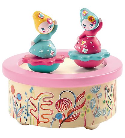 Boîte à Musique Djeco - 12 cm - Bois - Fleurs
