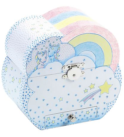 Djeco Smykkeskrin m. Musik - 14,5x14,5x9,5 cm - Enhjørningernes 