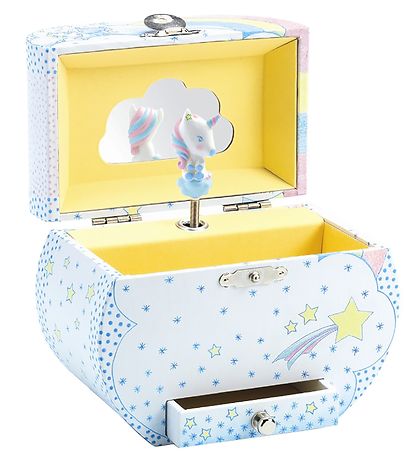 Djeco Smykkeskrin m. Musik - 14,5x14,5x9,5 cm - Enhjørningernes 