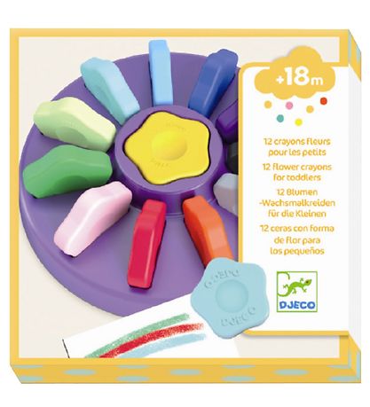 Djeco Fedtfarver - 12 stk. - Blomster Djeco Fedtfarver - 12 stk. - Blomster