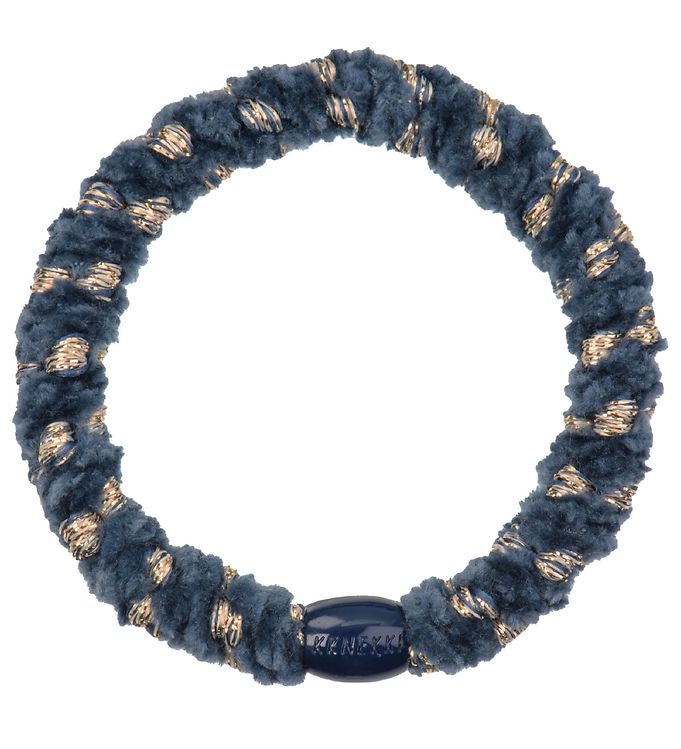 Kknekki Hårelastik - Blå/Guld Velour m. Glimmer