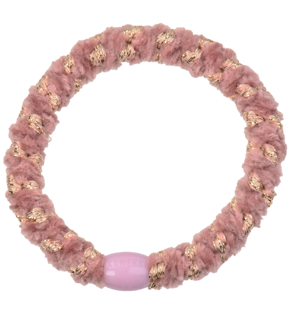 Kknekki Haarelastiek - Roze/Goud Fluweel m. Glitter - Kknekki - OneSize - Haaraccessoires