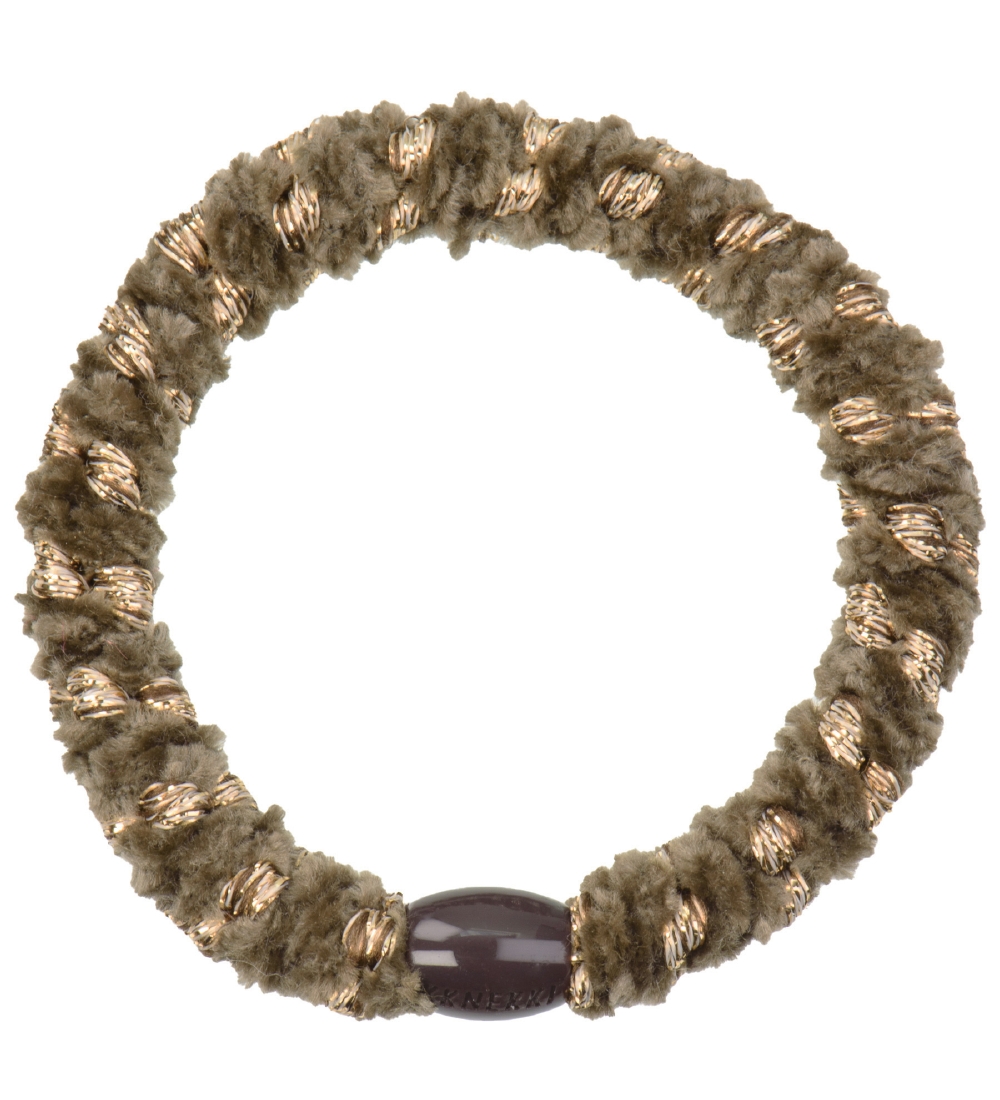 Kknekki Haargummi - Braun/Gold Velours m. Glitzer - Kknekki - One Size - Haarschmuck