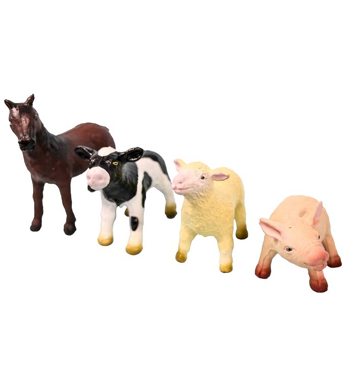 Green Rubber Toys Dyr - 4-pak - 11 cm - Bondegårdsdyr