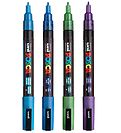 Posca Tuscher - PC-3ML - 4 stk. - Blå/Grøn/Violet m. Glimmer