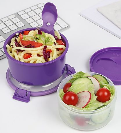 Sistema Madkasse m. Bestik - Lunch Stack - 965 ml - Blå Sistema Madkasse m. Bestik - Lunch Stack - 965 ml - Blå