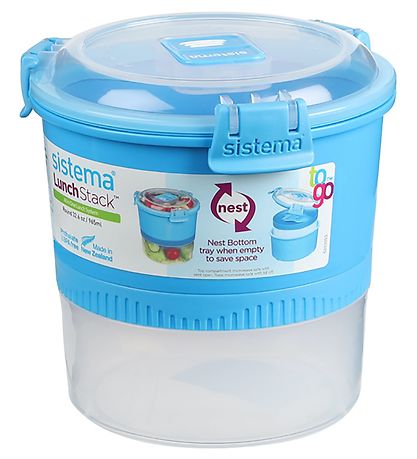 Sistema Madkasse m. Bestik - Lunch Stack - 965 ml - Blå Sistema Madkasse m. Bestik - Lunch Stack - 965 ml - Blå