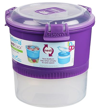 Sistema Madkasse m. Bestik - Lunch Stack - 965 ml - Lilla Sistema Madkasse m. Bestik - Lunch Stack - 965 ml - Lilla