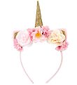 Souza Udklædning - Hårbøjle m. Blomster - Enhjørning - Rosa/Guld