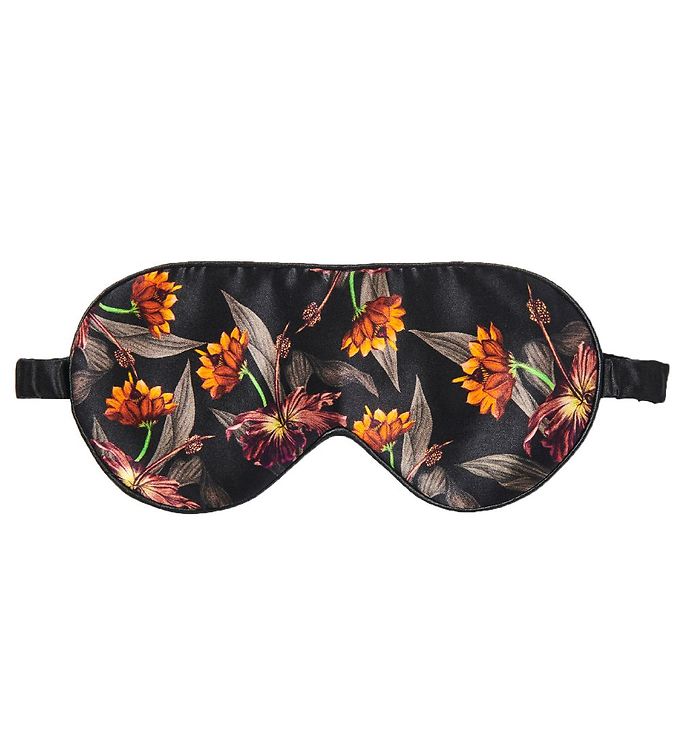 Fan Palm Sleeping Eye Mask 100% Mulberry Silk Black Hibiscus