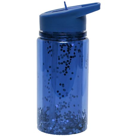 Petit Monkey Drikkeflaske m. Sugerør - 300 ml - Glitter Natt Blu