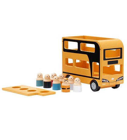 Kids Concept Dubbeldäckarbuss - 25 cm - Aiden - Gul m. Figurer