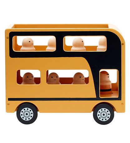 Kids Concept Dubbeldäckarbuss - 25 cm - Aiden - Gul m. Figurer
