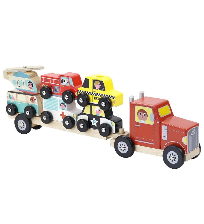 Vilac Lastbil - Inkl. Anghænger m. Stablebiler - Træ