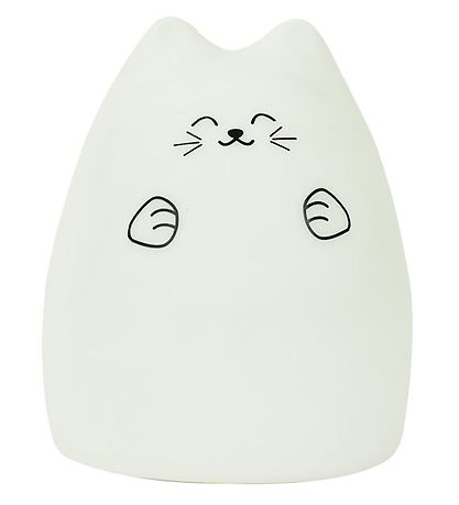 Rabbit & Friends Lampe - 15x11 cm - Kat - Hvid Rabbit & Friends Lampe - 15x11 cm - Kat - Hvid