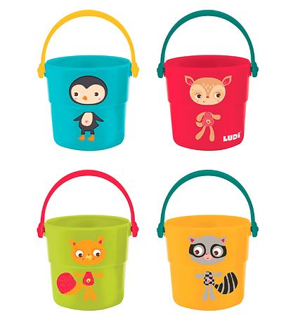 Ludi Badelegetøj - 4 Spande - Multifarvet m. Dyr Ludi Badelegetøj - 4 Spande - Multifarvet m. Dyr