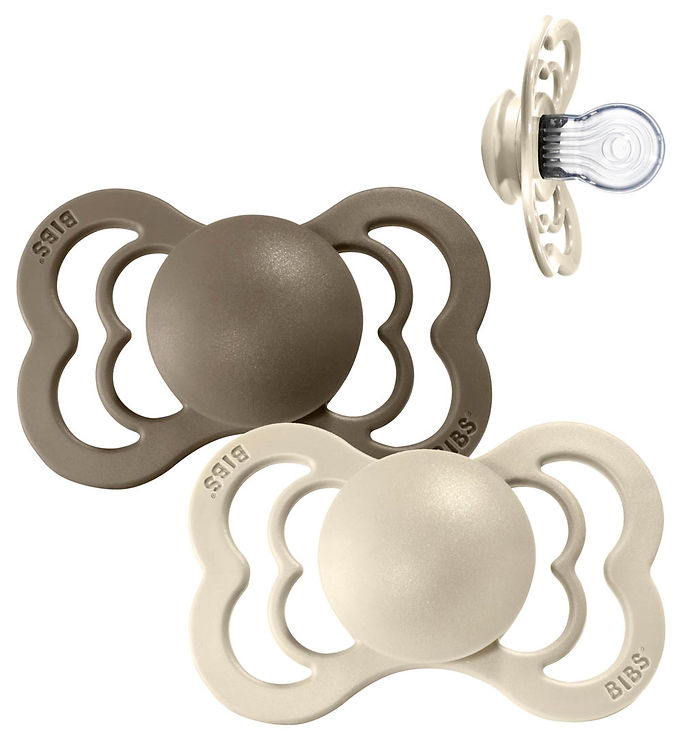 BIBS Symmetrisk Supreme Sut - 2-Pak - Str. 2 - Silikone - Vanilla/Dark Oak