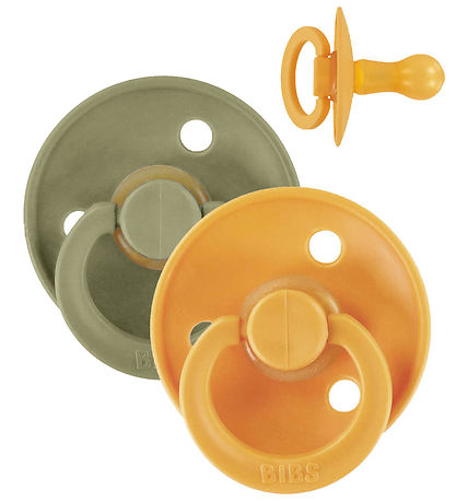 BIBS Colour Sutter - Str. 2 - 2-pak - Rund - Honey Bee/Oliv BIBS Colour Sutter - Str. 2 - 2-pak - Rund - Honey Bee/Oliv