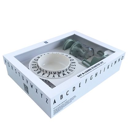 Design Letters Spisesæt - Eat & Learn Starter Set - Green/White