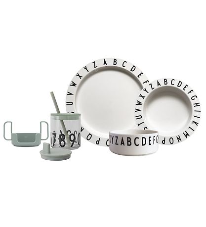 Design Letters Spisesæt - Eat & Learn Starter Set - Green/White