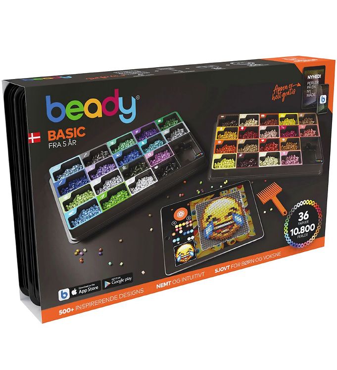 Beady Basic Perler - Perlesæt Med 10.800 Perler Og 4 Perleplader