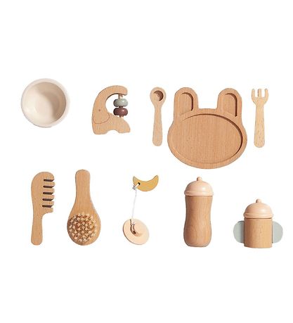 Petit Monkey Doll Dinner Set - 10 Parts - Wood