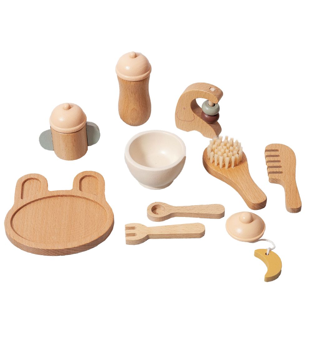Petit Monkey Puppen-Essenset - 10 Teile - Holz - Petit Monkey - One Size - Puppenzubehör