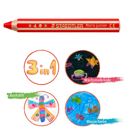 Staedtler Farveblyanter - Noris Junior - 3-i-1 - 12 stk m. Blyan Staedtler Farveblyanter - Noris Junior - 3-i-1 - 12 stk m. Blyan