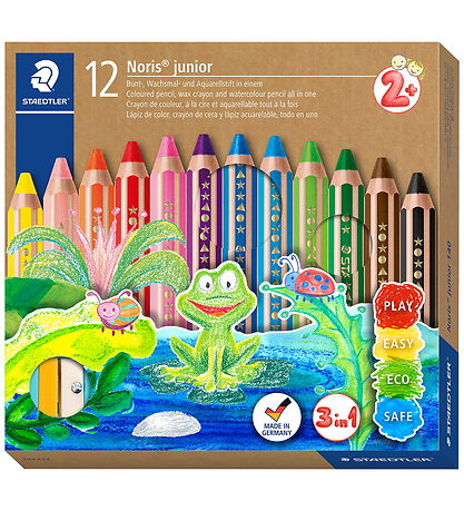 Staedtler Farveblyanter - Noris Junior - 3-i-1 - 12 stk m. Blyan Staedtler Farveblyanter - Noris Junior - 3-i-1 - 12 stk m. Blyan