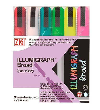 Zig Tuscher - Illumigraph - 6 mm - 6 stk Zig Tuscher - Illumigraph - 6 mm - 6 stk