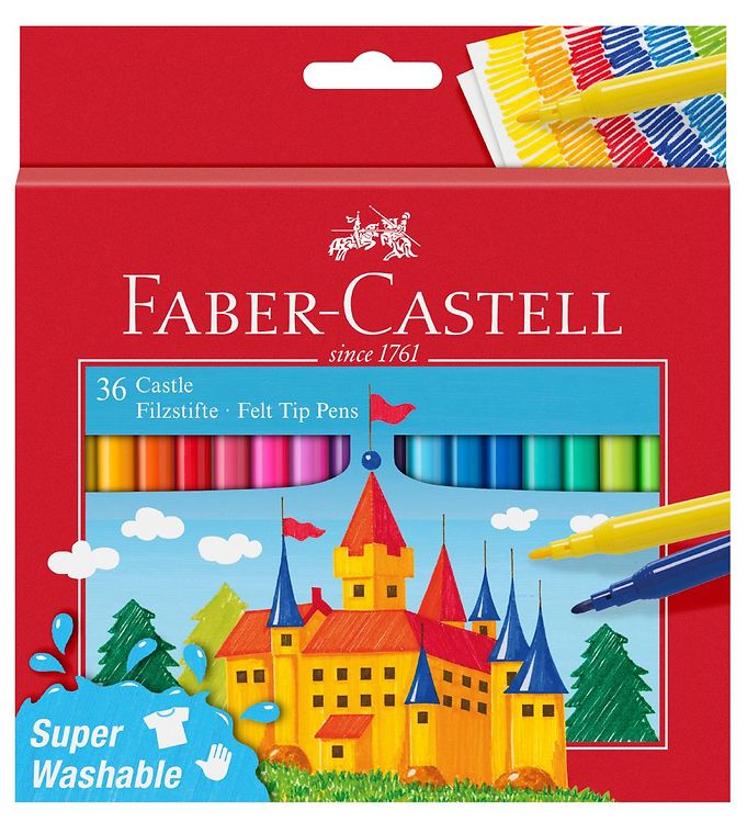 Faber-Castell CASTLE - Fiberspidspen - assorterede farver (pakke med 36)