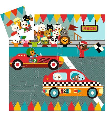 Djeco Puslespil - 16 Brikker - The Racing Car Djeco Puslespil - 16 Brikker - The Racing Car