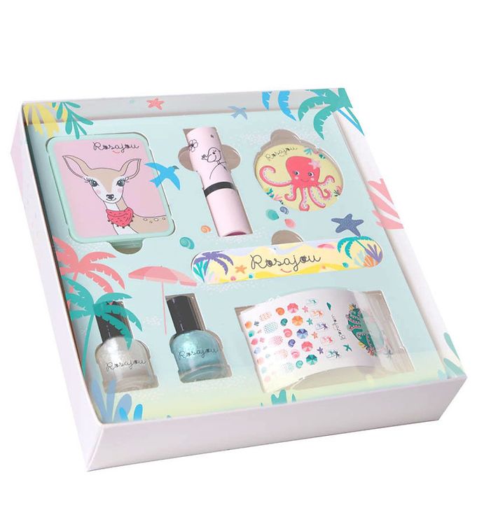 Rosajou Sminkesæt - Øjenskygge/Læbestift/Neglelak m.m. - 7 Dele