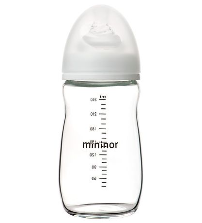 Mininor Sutteflaske - Glas - 240 ml - Hvid Mininor Sutteflaske - Glas - 240 ml - Hvid