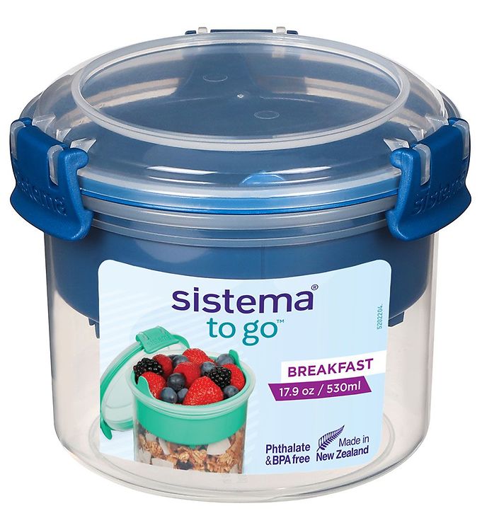 Sistema Madkasse m. Bestik - Breakfast To Go - 530 ml - Mørkeblå
