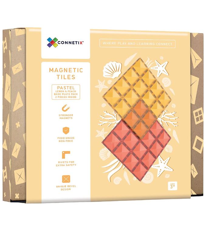 Connetix Magnetplader - 2-Dele - Lemon & Peach
