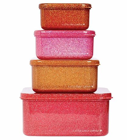 A Little Lovely Company Madkasser - 4 stk -  Rød m. Glimmer A Little Lovely Company Madkasser - 4 stk -  Rød m. Glimmer
